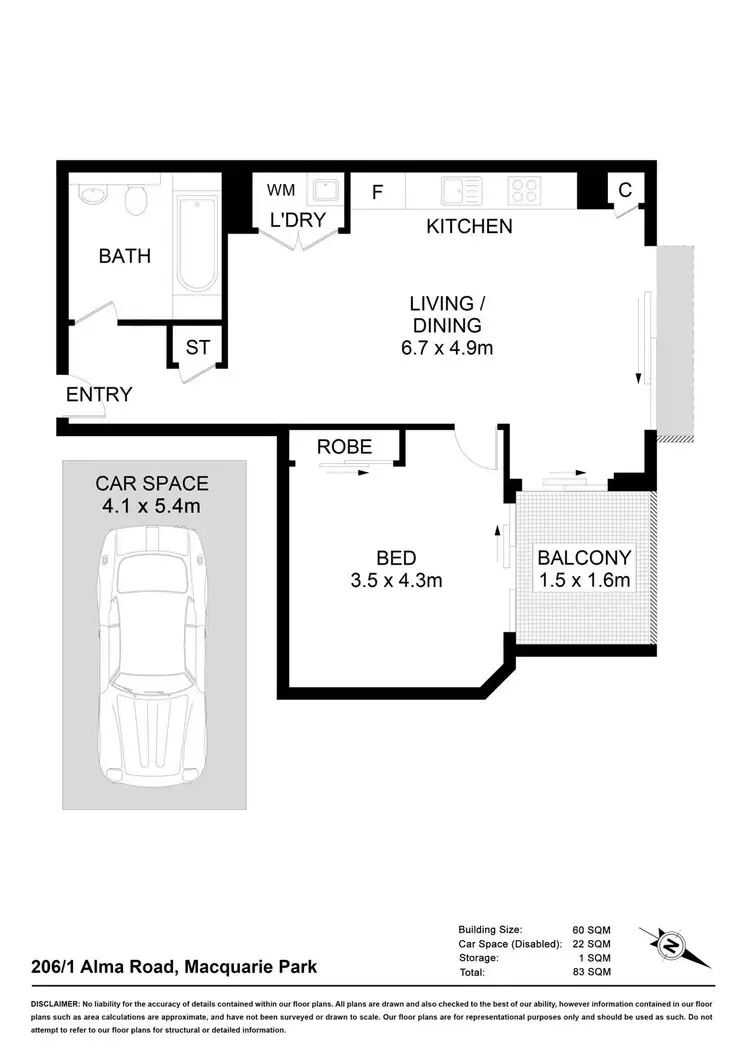 Floorplan of Homely apartment listing, 206/1 Alma Road, Macquarie Park NSW 2113