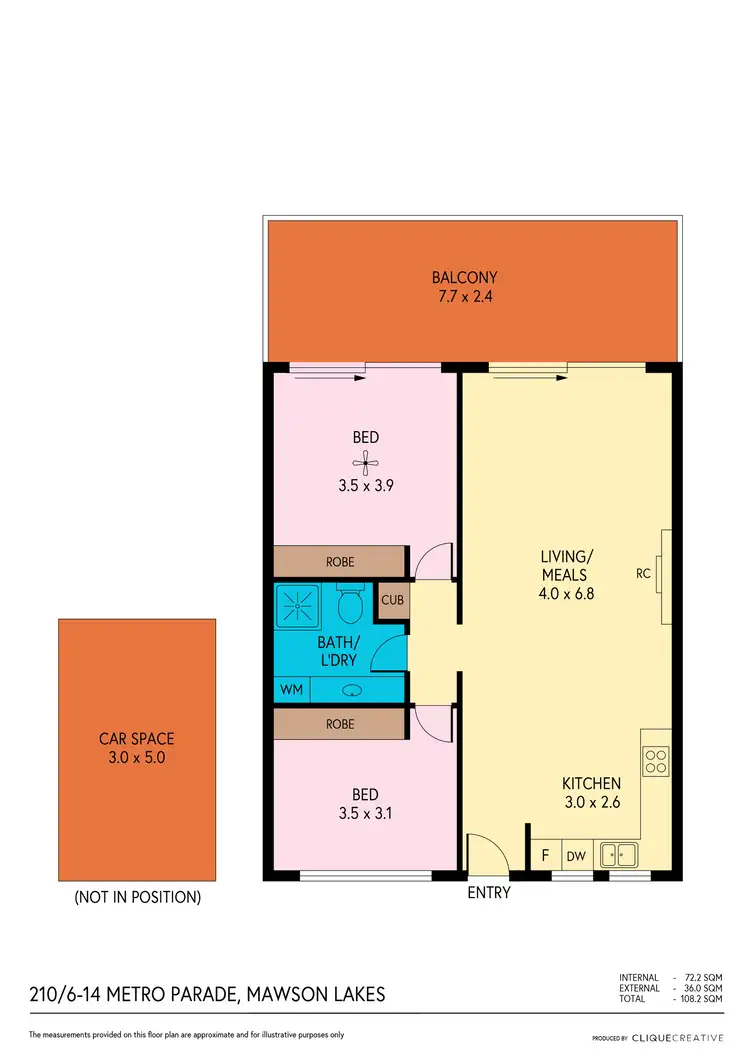 Floorplan of Homely apartment listing, 210/6-14 Metro Parade, Mawson Lakes SA 5095