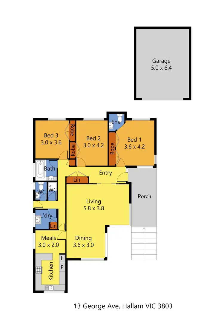 Floorplan of Homely house listing, 13 George Avenue, Hallam VIC 3803