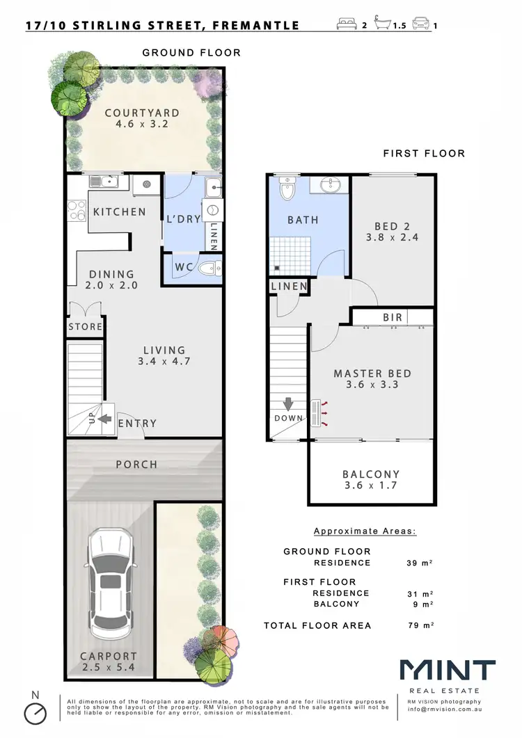 Floorplan of Homely townhouse listing, 17/10 Stirling Street, Fremantle WA 6160