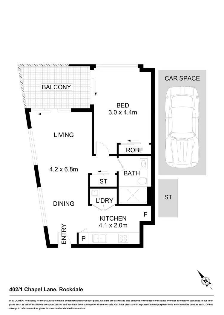 Floorplan of Homely apartment listing, 402/1 Chapel Street, Rockdale NSW 2216