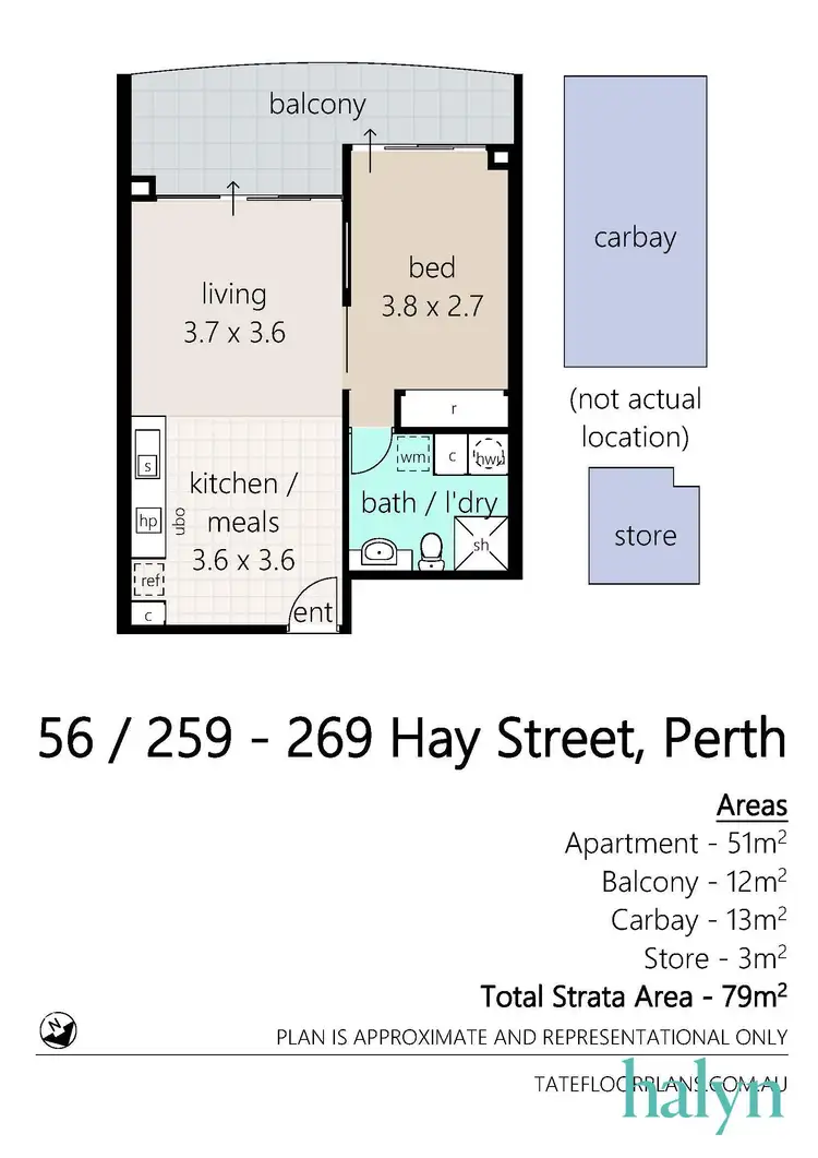 Floorplan of Homely apartment listing, 56/259-269 Hay Street, East Perth WA 6004