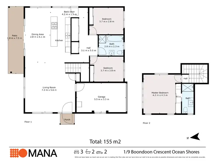 Floorplan of Homely house listing, 1/9 Boondoon Crescent, Ocean Shores NSW 2483