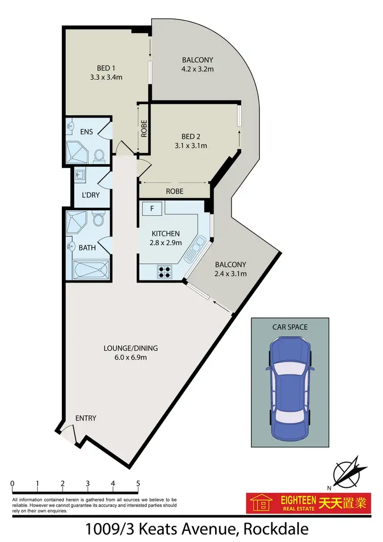 Floorplan of Homely apartment listing, 1009/3 Keats Avenue, Rockdale NSW 2216