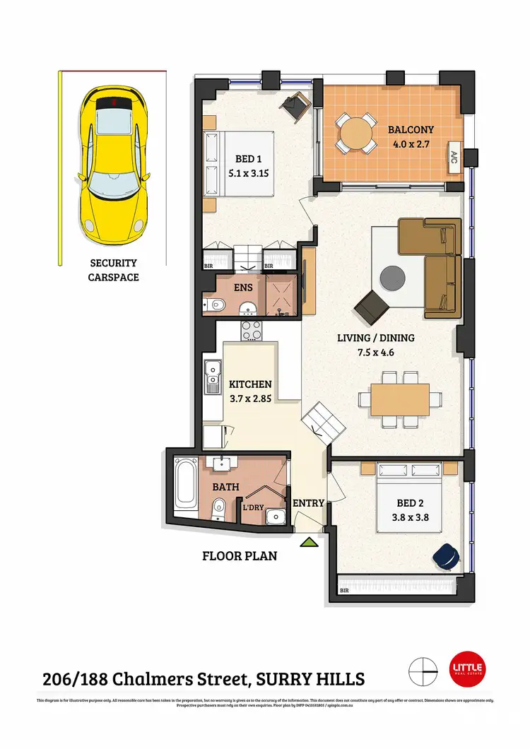 Floorplan of Homely apartment listing, 206/188 Chalmers Street, Surry Hills NSW 2010