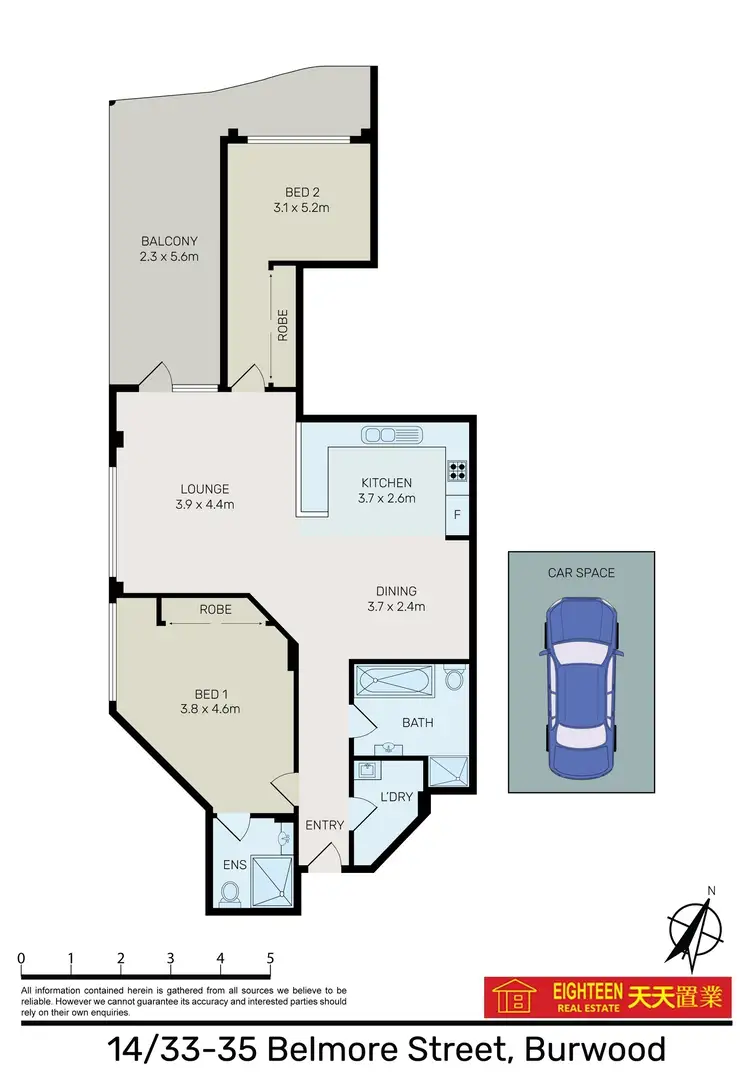 Floorplan of Homely apartment listing, 14/33 Belmore Street, Burwood NSW 2134