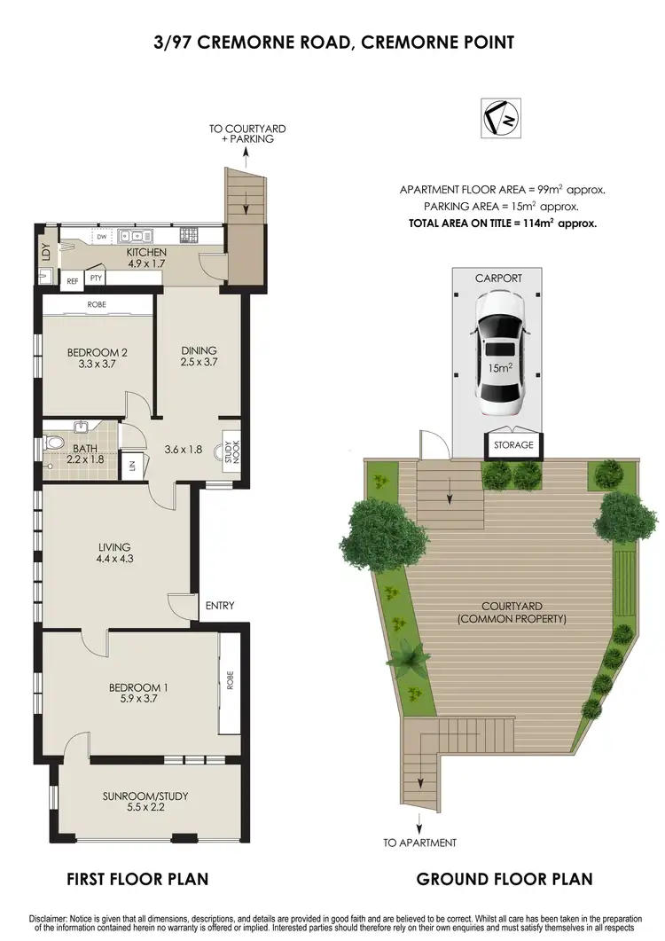 Floorplan of Homely apartment listing, 3/97 Cremorne Road, Cremorne Point NSW 2090
