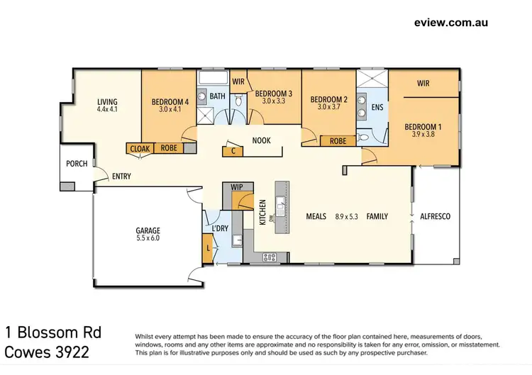 Floorplan of Homely house listing, 1 Blossom Road, Cowes VIC 3922