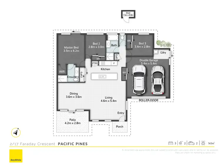Floorplan of Homely semi-detached listing, 2/17 Faraday Crescent, Pacific Pines QLD 4211