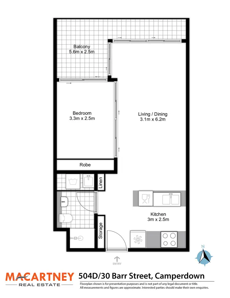 Floorplan of Homely apartment listing, 504D/30 Barr Street, Camperdown NSW 2050