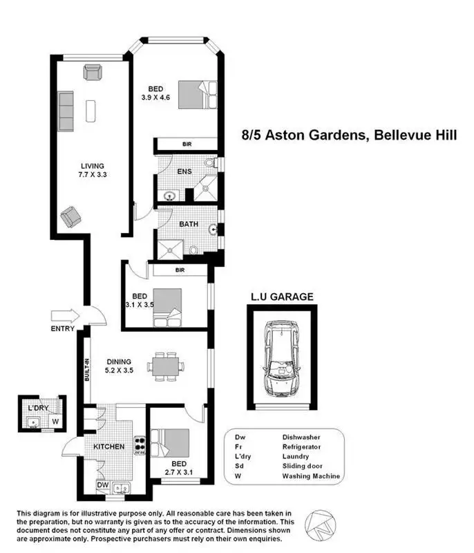 Floorplan of Homely apartment listing, 8/5 Aston Gardens, Bellevue Hill NSW 2023