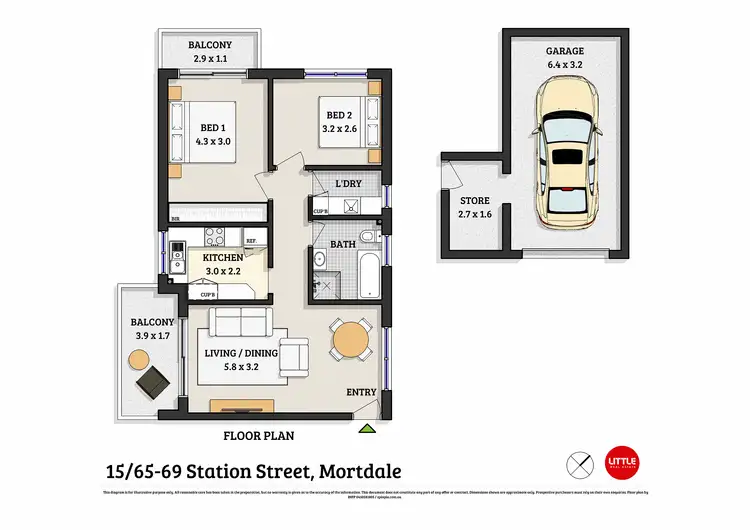 Floorplan of Homely unit listing, 15/65-69 Station Street, Mortdale NSW 2223