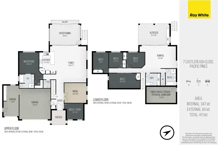 Floorplan of Homely house listing, 7 Castlereagh Close, Pacific Pines QLD 4211