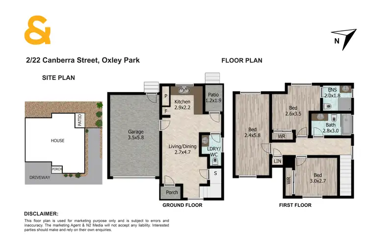 Floorplan of Homely townhouse listing, 2/22 Canberra Street, Oxley Park NSW 2760