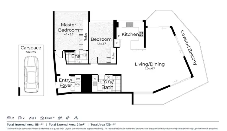 Floorplan of Homely apartment listing, 2D/5 Clifford Street, Surfers Paradise QLD 4217