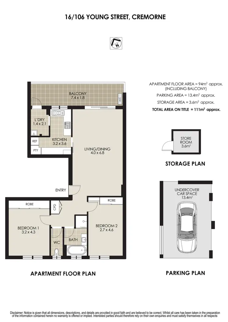 Floorplan of Homely apartment listing, 16/106 Young Street, Cremorne NSW 2090