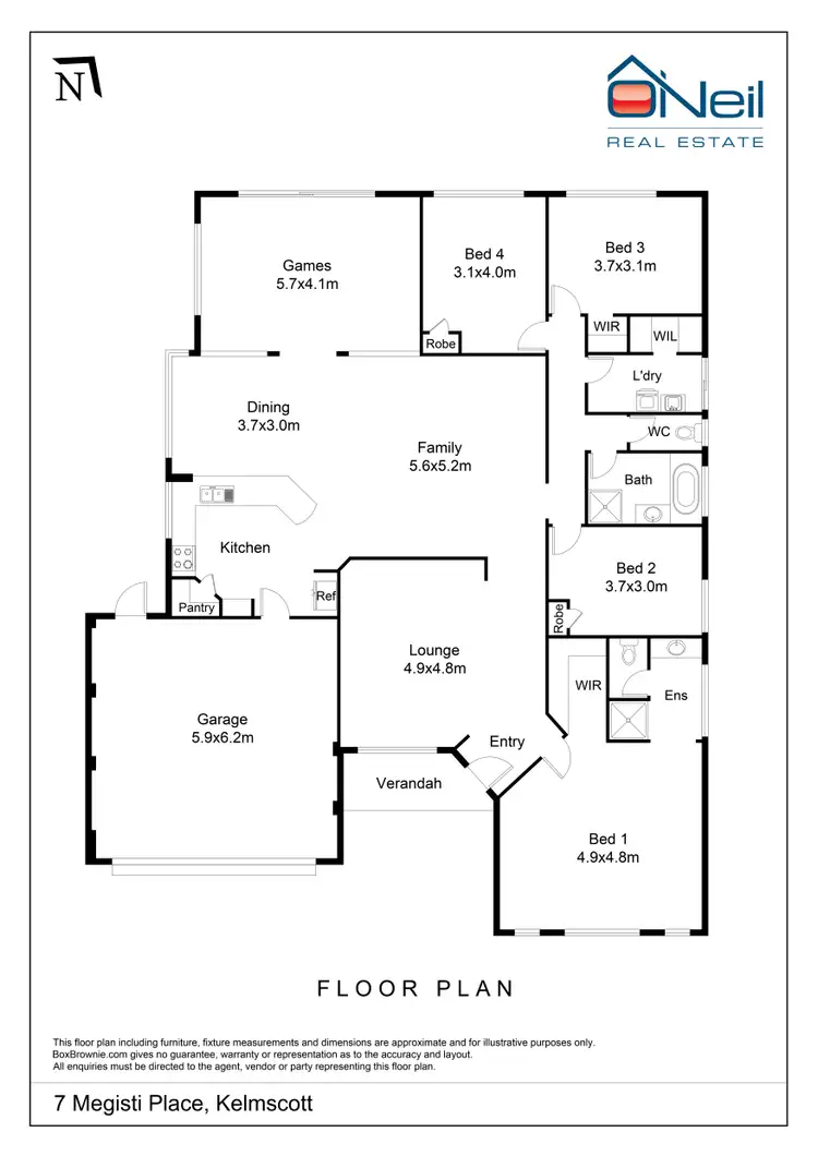 Floorplan of Homely house listing, 7 Megisti Place, Kelmscott WA 6111