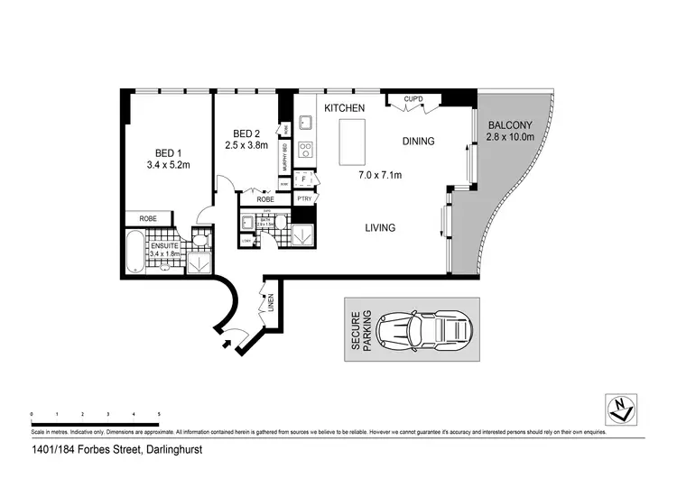 Floorplan of Homely apartment listing, 1401/184 Forbes Street, Darlinghurst NSW 2010