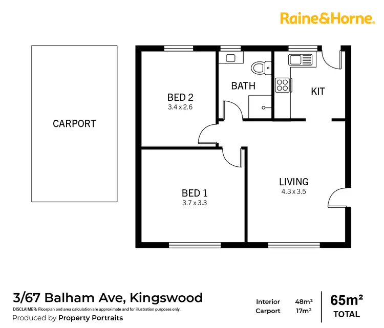 Floorplan of Homely unit listing, 3/67 Balham Avenue, Kingswood SA 5062