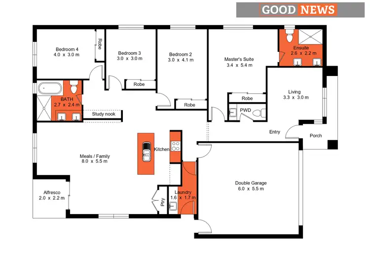 Floorplan of Homely house listing, 32 Leeward Drive, Tarneit VIC 3029