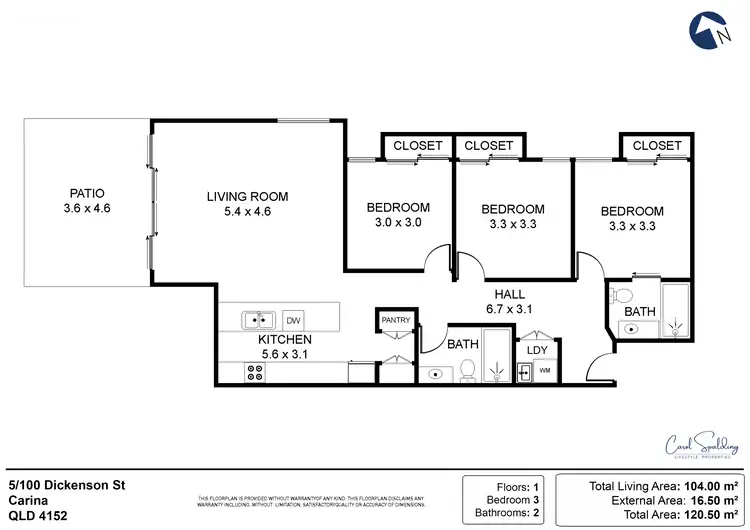 Floorplan of Homely apartment listing, 5/100 Dickenson Street, Carina QLD 4152