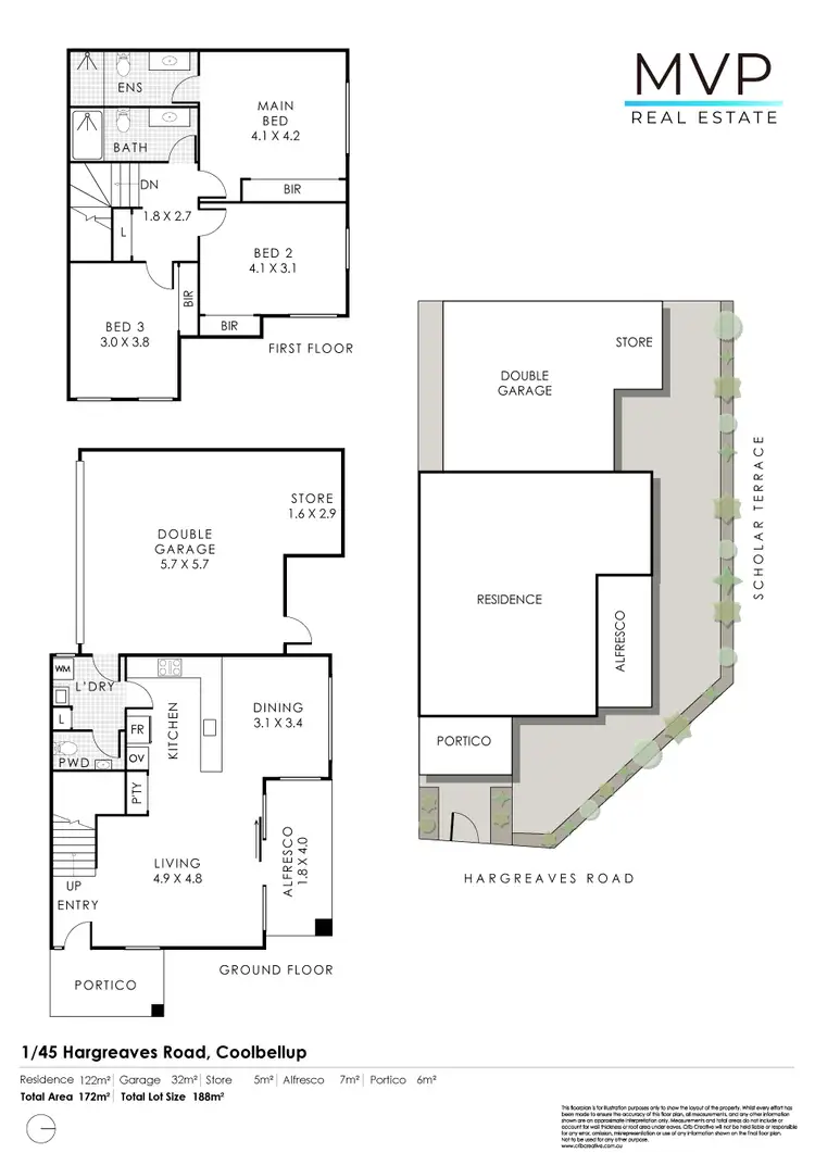 Floorplan of Homely townhouse listing, 1/45 Hargreaves Road, Coolbellup WA 6163