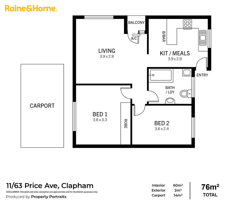 Floorplan of Homely unit listing, 11/63 Price Avenue, Clapham SA 5062