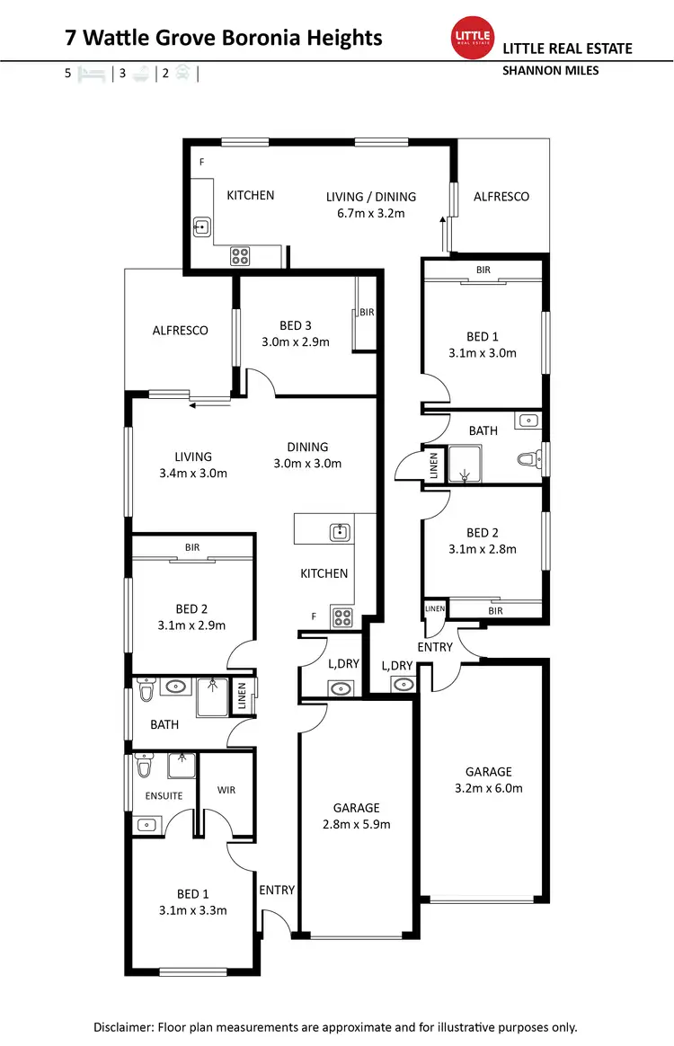 Floorplan of Homely semi-detached listing, 1 & 2/7 Wattle Grove, Boronia Heights QLD 4124