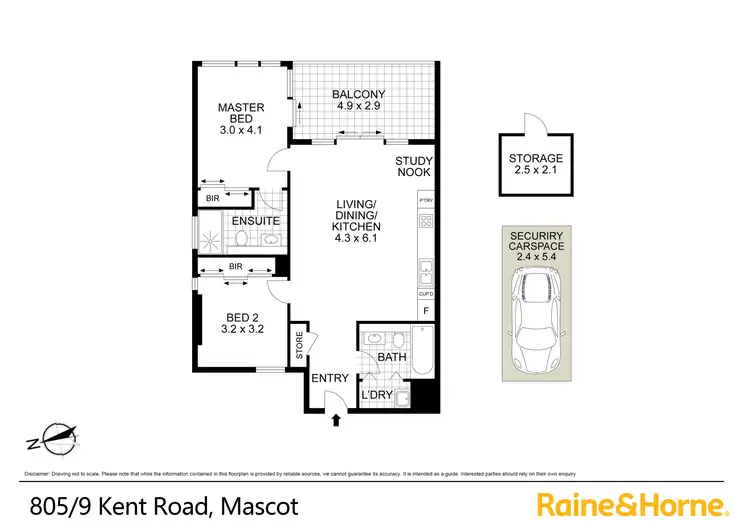 Floorplan of Homely apartment listing, 805/9 Kent Road, Mascot NSW 2020