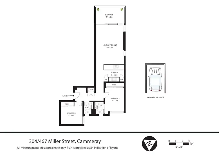 Floorplan of Homely apartment listing, 304/467 Miller St, Cammeray NSW 2062