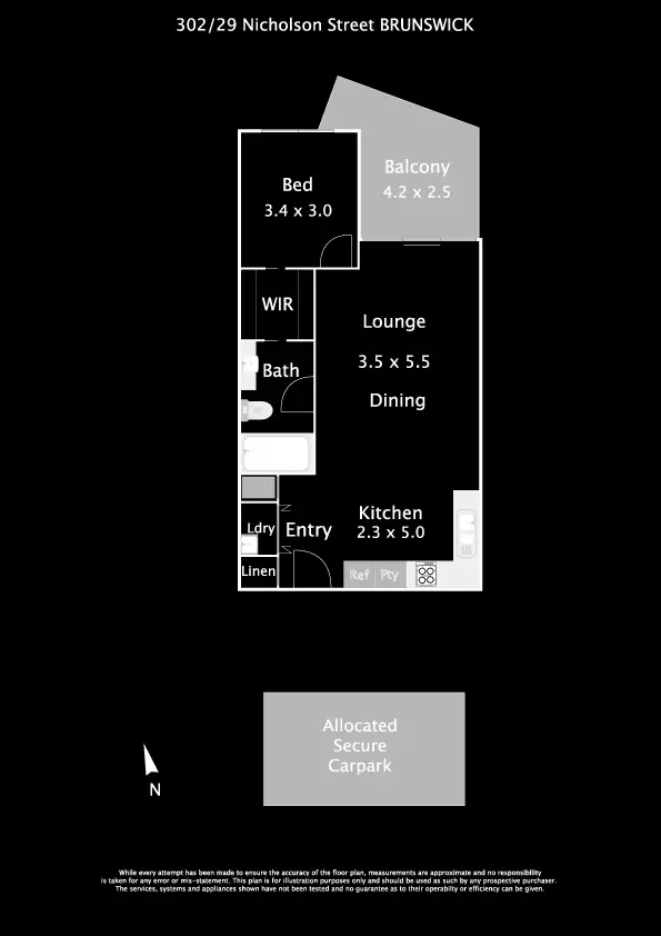 Floorplan of Homely apartment listing, 302/29 Nicholson Street, Brunswick East VIC 3057
