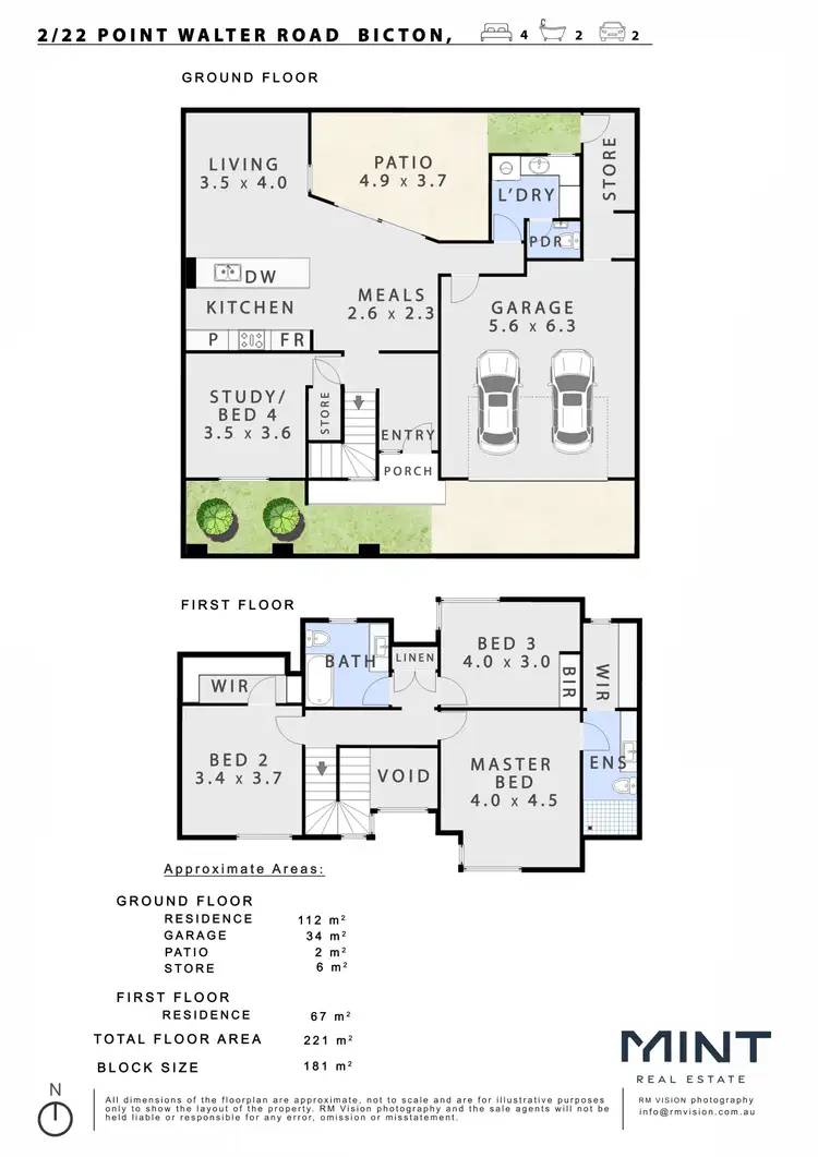 Floorplan of Homely townhouse listing, 2/22 Point Walter Road, Bicton WA 6157