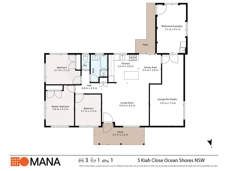 Floorplan of Homely house listing, 5 Kiah Close, Ocean Shores NSW 2483