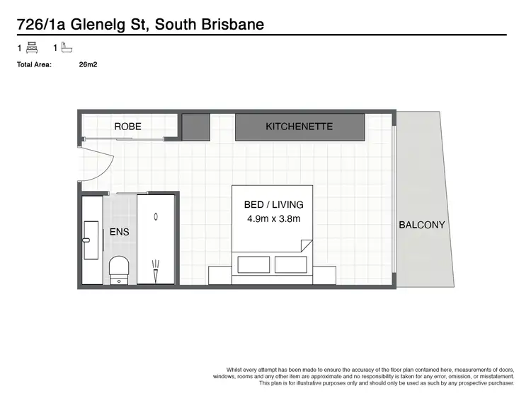 Floorplan of Homely apartment listing, 726/1A Glenelg Street, South Brisbane QLD 4101