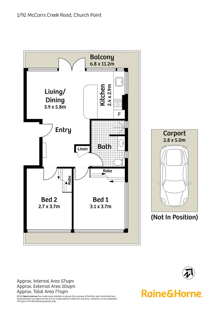 Floorplan of Homely unit listing, 1/92 McCarrs Creek Road, Church Point NSW 2105