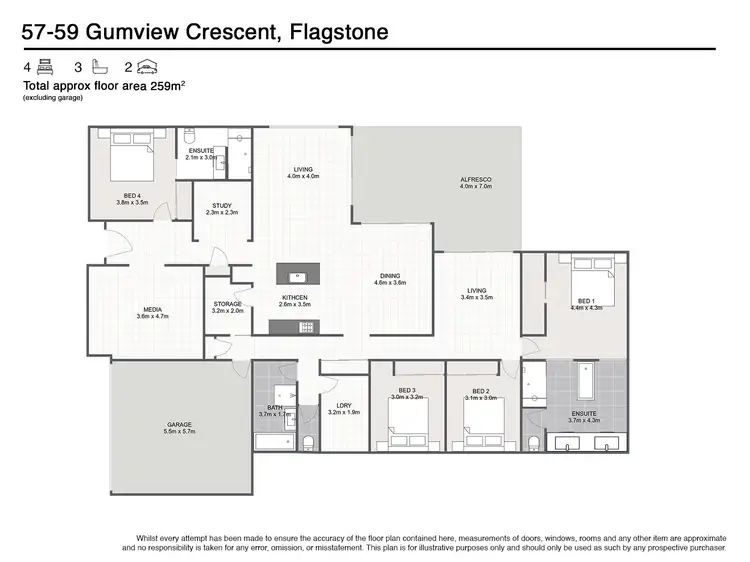 Floorplan of Homely house listing, 57-59 Gumview Crescent, Flagstone QLD 4280