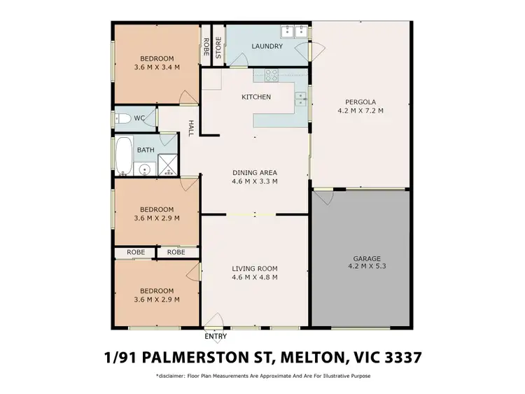 Floorplan of Homely unit listing, 1/91 Palmerston Street, Melton VIC 3337