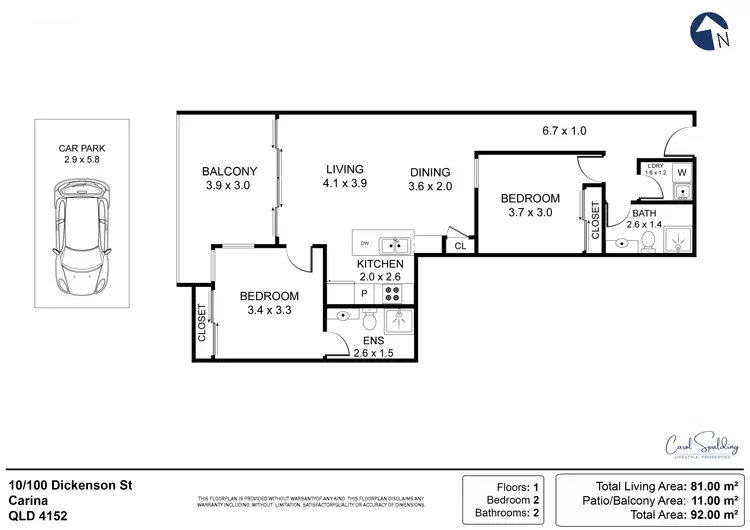 Floorplan of Homely apartment listing, 10/100 Dickenson Street, Carina QLD 4152