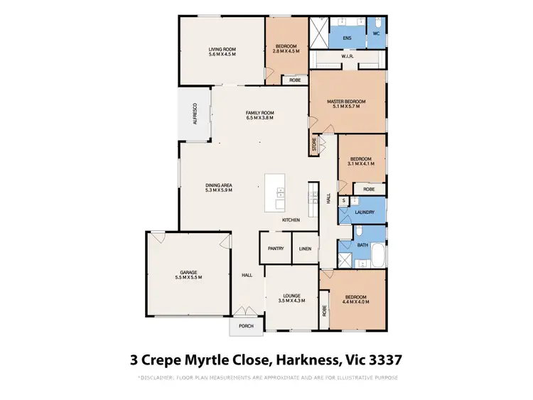 Floorplan of Homely house listing, 3 Crepe Myrtle Close, Harkness VIC 3337