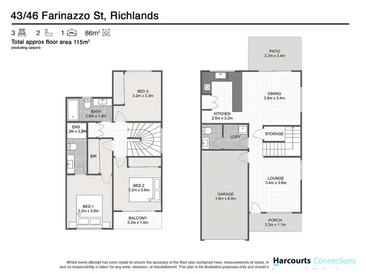 Floorplan of Homely townhouse listing, 43/46 Farinazzo Street, Richlands QLD 4077