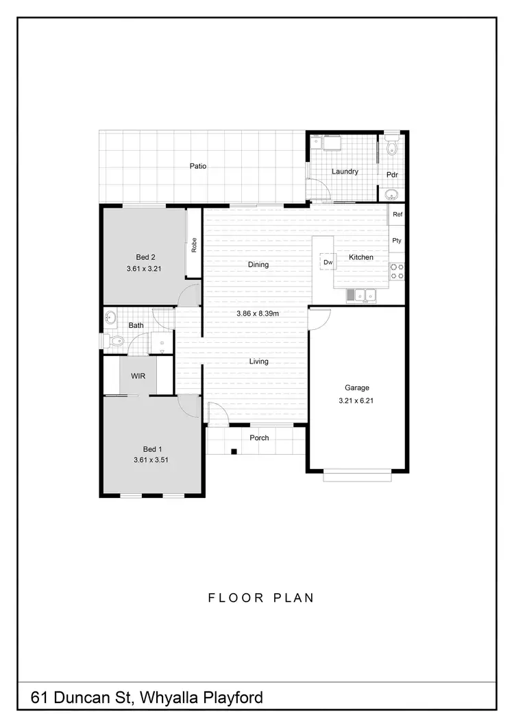 Floorplan of Homely semi-detached listing, 61 Duncan Street, Whyalla Playford SA 5600
