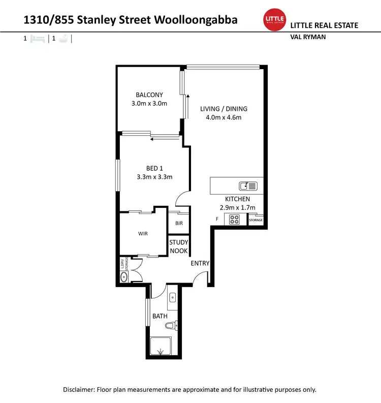 Floorplan of Homely apartment listing, 1310/855 Stanley Street, Woolloongabba QLD 4102