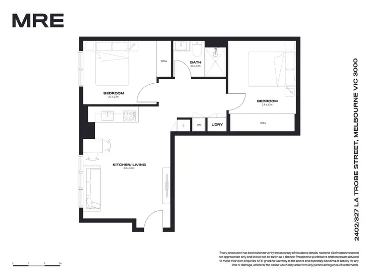 Floorplan of Homely apartment listing, 2402/327 La Trobe Street, Melbourne VIC 3000