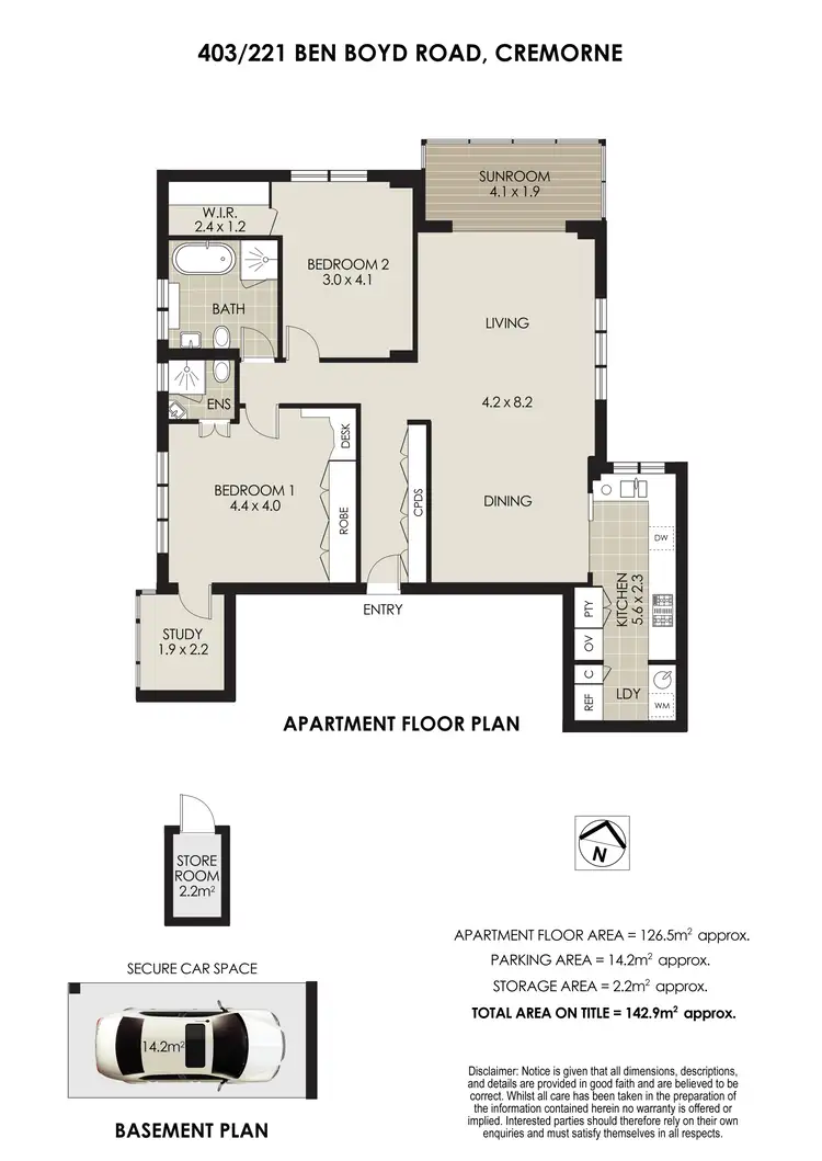 Floorplan of Homely apartment listing, 403/221 Ben Boyd Road, Cremorne NSW 2090