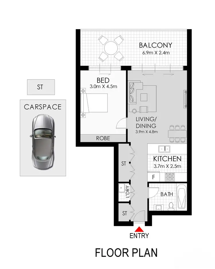 Floorplan of Homely apartment listing, 2402/46 Walker Street, Rhodes NSW 2138