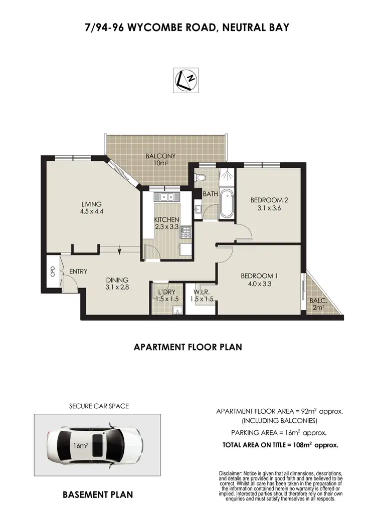 Floorplan of Homely apartment listing, 7/94-96 Wycombe Rd, Neutral Bay NSW 2089