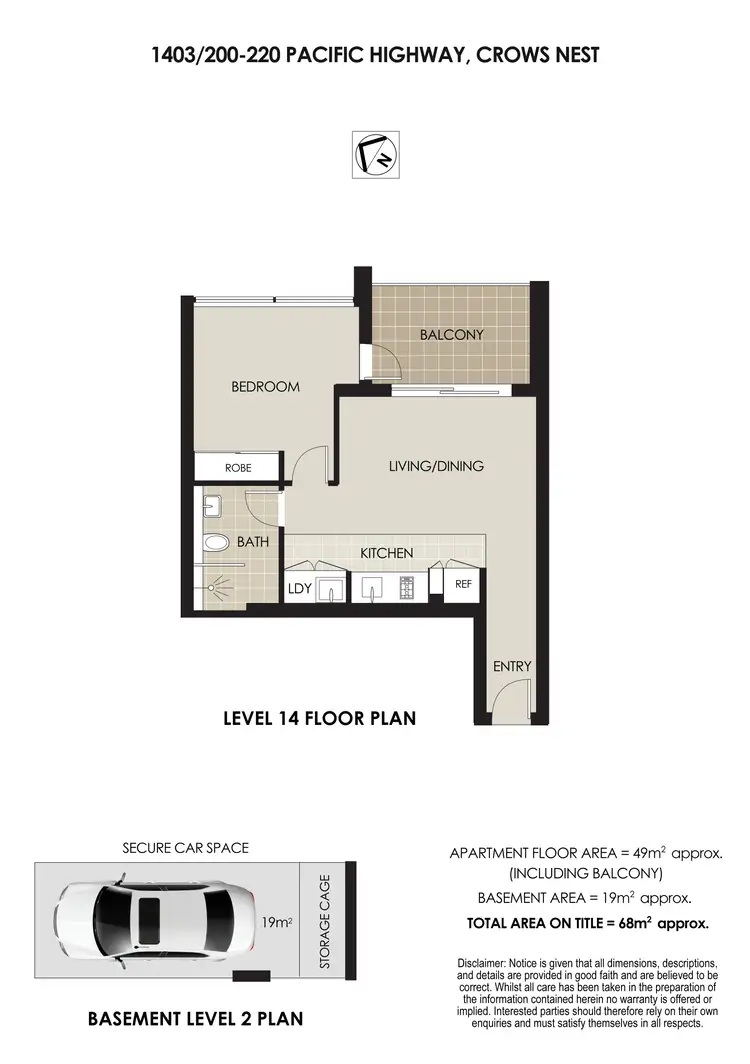 Floorplan of Homely apartment listing, R1403/200-220 Pacific Highway, Crows Nest NSW 2065