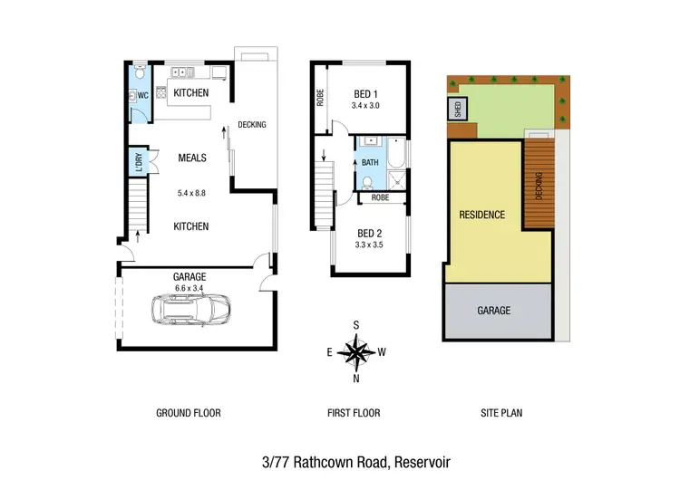 Floorplan of Homely townhouse listing, 3/77 Rathcown Road, Reservoir VIC 3073