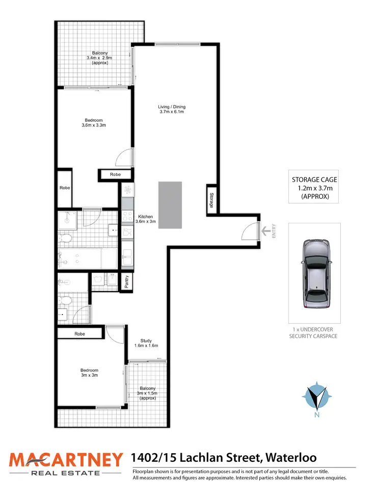 Floorplan of Homely apartment listing, 1402/15 Lachlan Street, Waterloo NSW 2017