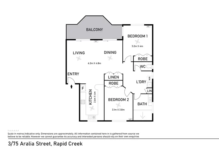 Floorplan of Homely apartment listing, 3/75 Aralia Street, Rapid Creek NT 810